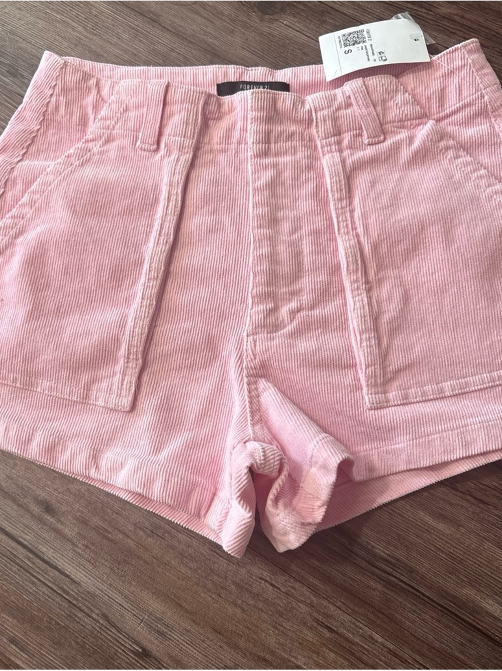 Forever 21 Light Pink Corduroy High Rise Pocket Shorts